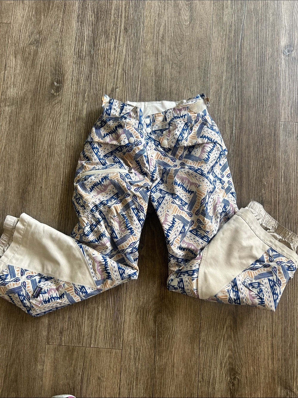 Kids Printed Snow/ Ski Pants in Cream and Blue